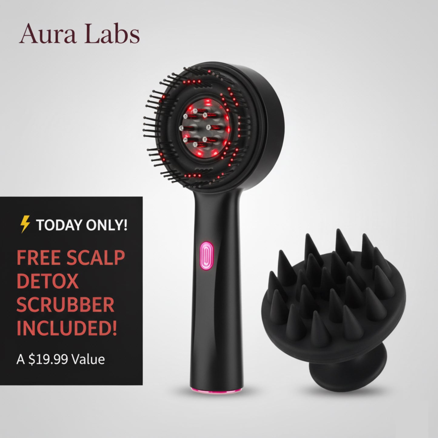 The Red Light Hair Growth Stimulator | Aura Labs™ Microcurrent Scalp Wand